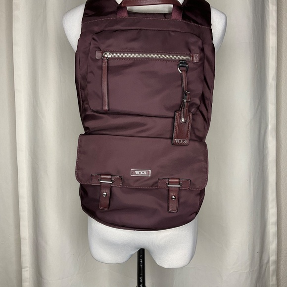 TUMI Voyageur Backpack Burgundy Nylon Leather Trim Travel Work Laptop Bag main image 11